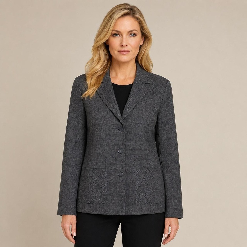 DONNKENNY Classics Gray Glen Plaid Blazer Career Jacket Formal Pockets Size 16